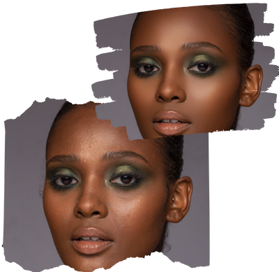 Comparação antes e depois de edição de retrato com evoto ai