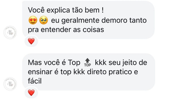 Print de depoimento de aluno elogiando explicação clara e prática no curso evoto